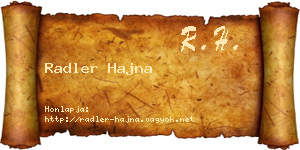 Radler Hajna névjegykártya